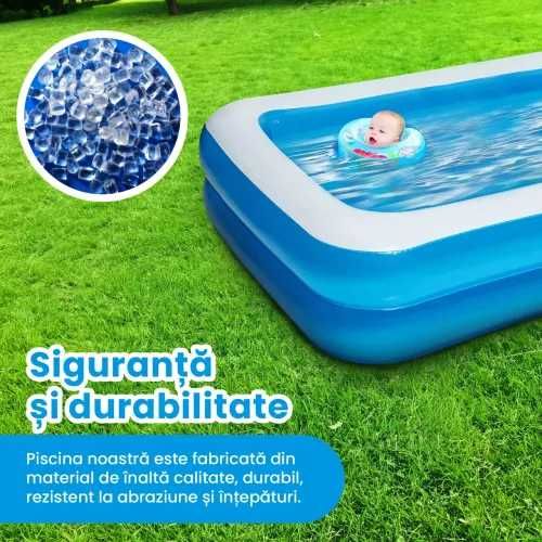 Piscina gonflabila albastra Family Pool cu 2 inele 2metrix1,2metrix40cm