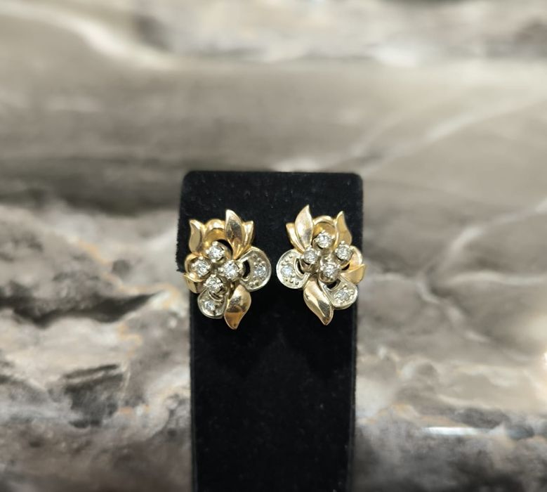 Золотые серьги с бриллиантами 585 СССР