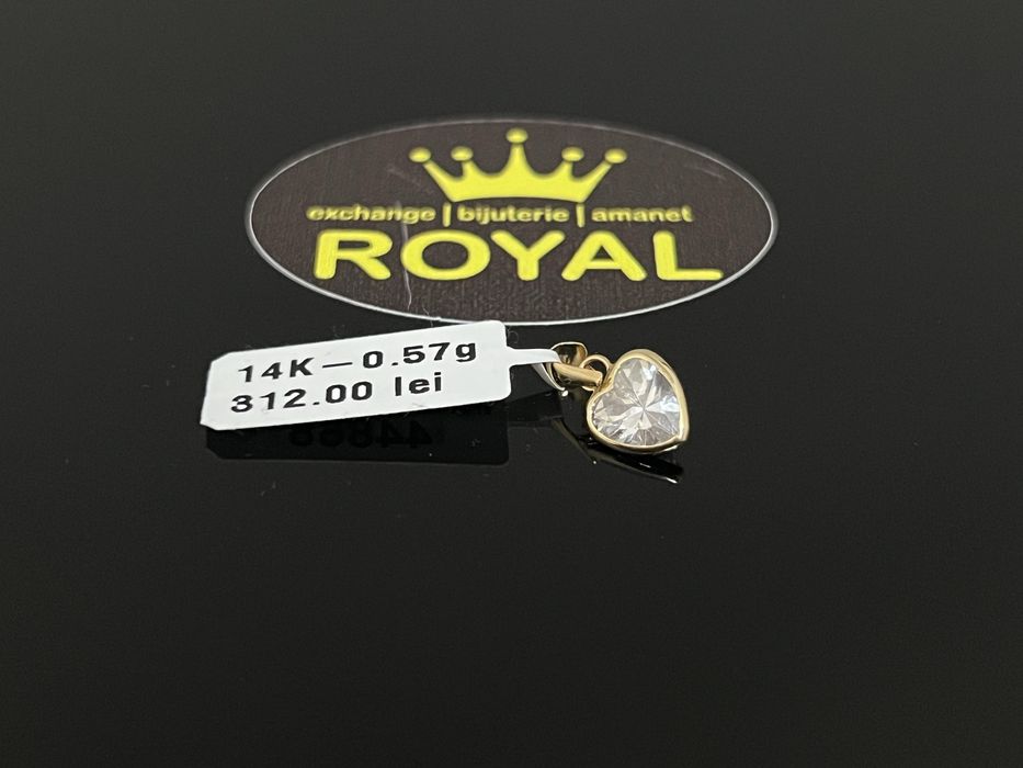 Bijuteria Royal CB : Pandant inima cu cristal  aur 14k 0,57 grame