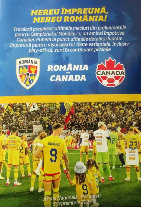 Program de meci Romania-Canada 5.9.2025