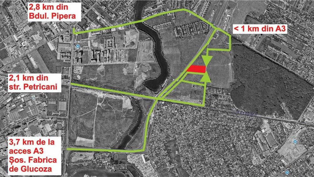 Pipera-Voluntari, Oportunitate, 21720 mp CUT=3,24 Hmax=46,50 m, PUZ dezvoltare/investitie