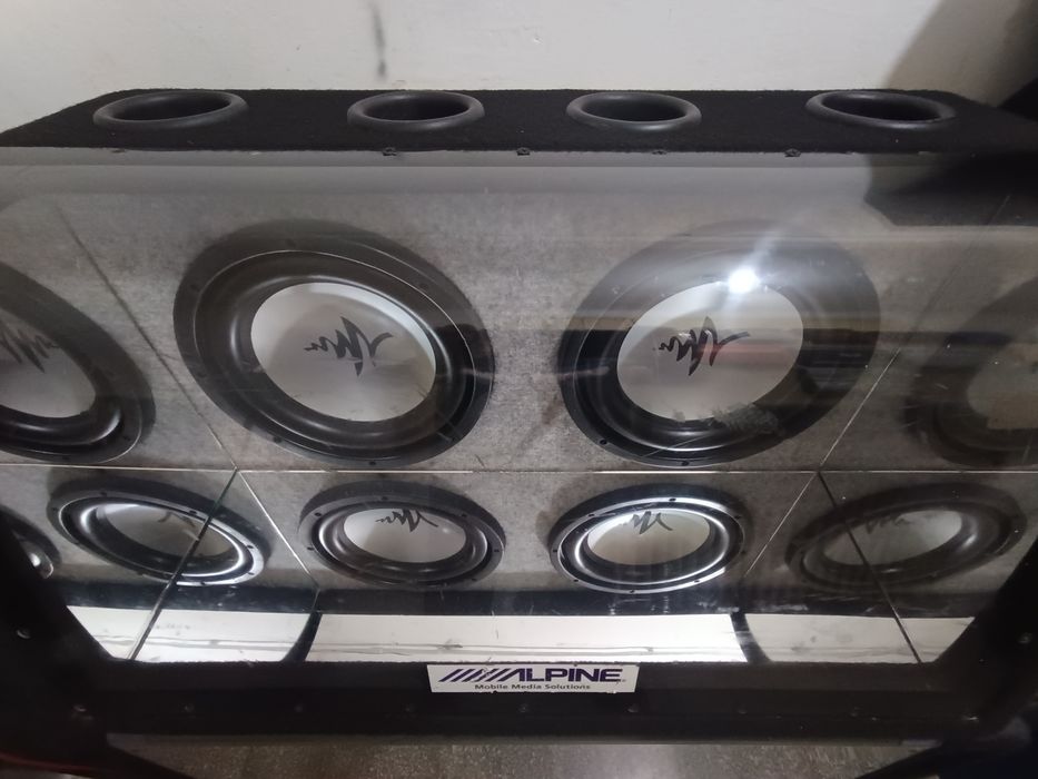 Subwoofer auto bass masina MA audio dublu doua difuzoare dual putere 600 rms 1200 max