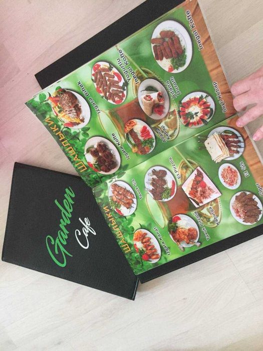 Срочно делаем меню книги кожаные и дизайн !С логотипом ресторана!