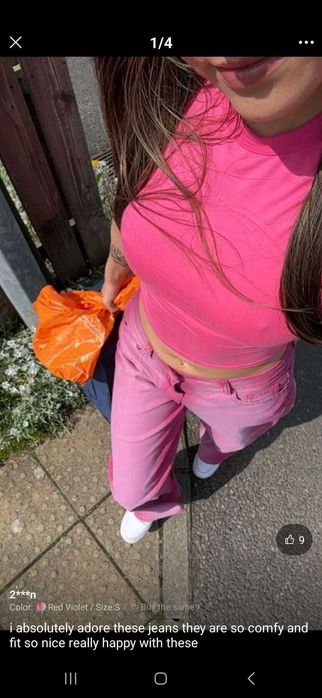 Дамски розови дънки