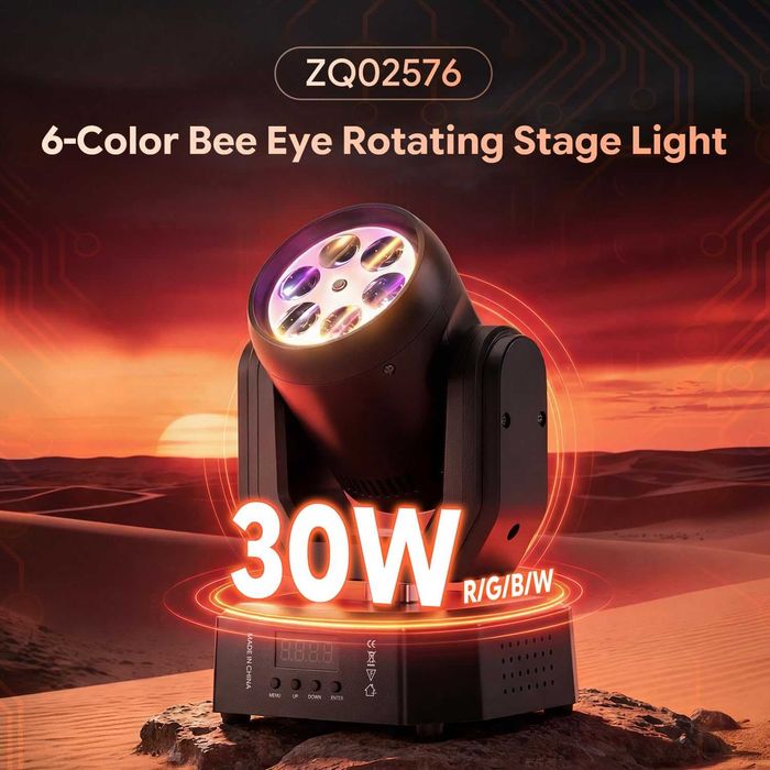LED Disco de 30 W cu telecomandă, LED RGBW 6 în 1 pentru scenă, lumini de petrecere DJ DMX512 stroboscop disco