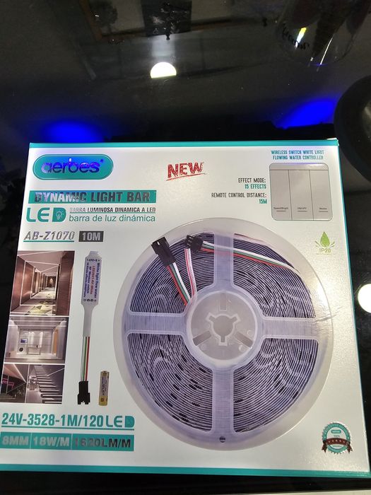 Комплект 5m Бягаща Динамична с 15 Ефекта Ярка LED Дигитална БялаЛента