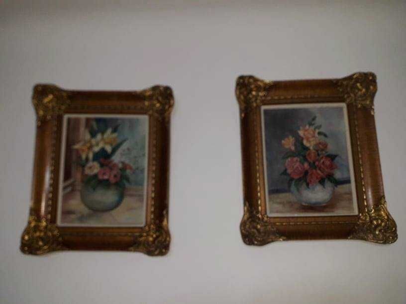 Tablou pictura pe panza inramat in rama de lemn in stil baroc