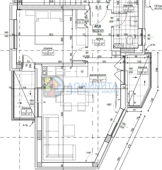 Двустаен на първа линия море, гр. Приморско,