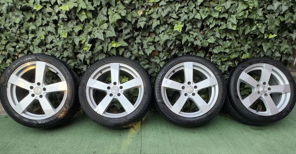 Vând set 4 jante aliaj DEZENT TTDF R18 + anvelope | 5x112 | ET38 | 7.5J