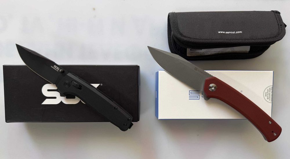 сгъваеми ножове SOG Terminus XR Black и SENCUT Snap Burgundy