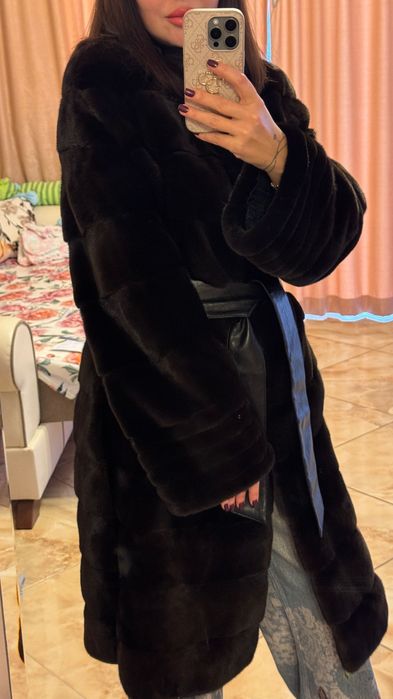 #132 Луксозно палто от норка.Blackglama.Визон.Естествена кожа с косъм.