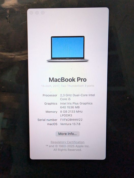 MacBook Pro 13" 2017 (Работещо дъно / Проблем LCD) - Идеален за настолен Mac Mini или части