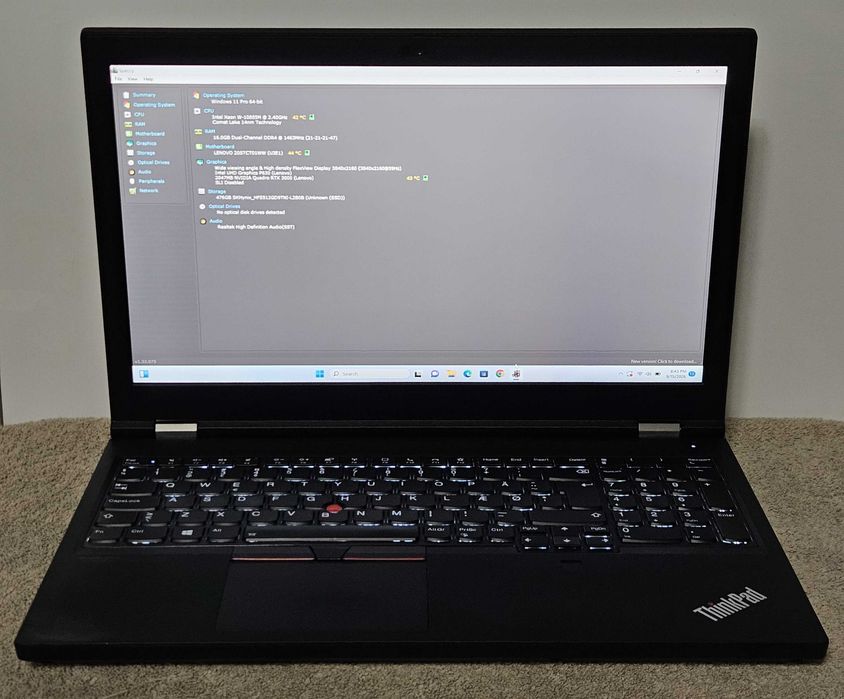 laptop statie grafica Lenovo thinkpad P15 gen1 intel xeon w 10885M intel i9 RTX 3000 16gb
