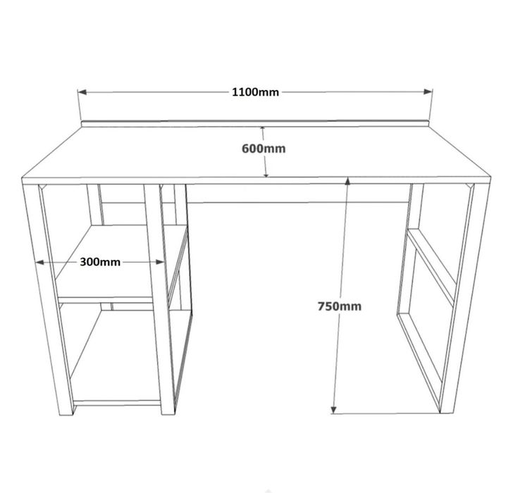 Лофт стол с полками. Размер: 110/60см