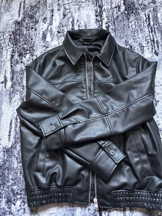 Мъжко черно кожено яке Zara