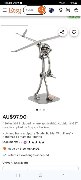 Statueta din metal  prețul ei în magazin este de 100 euro