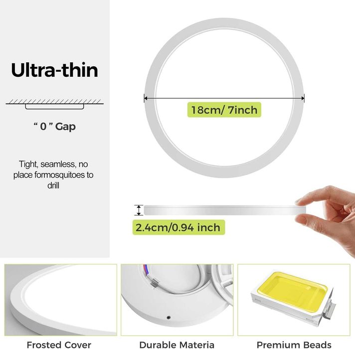 Hepside LED таванно осветление – 3000 K/4000 K/6500 K, 18W