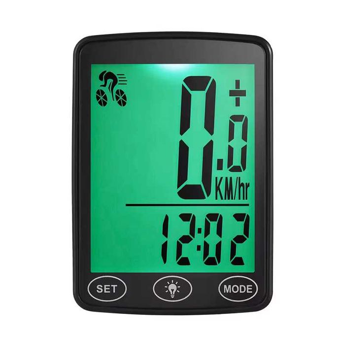 Велокомпютър с 25 функции, Водоустойчив, LED подсветка, LCD 39х48мм.