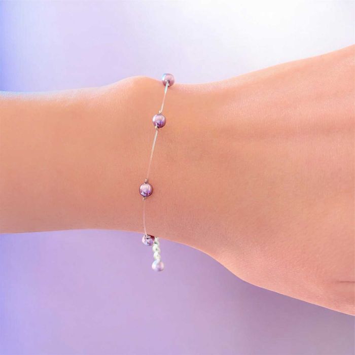 Дамска Нежна Гривна на Прозрачна Корда с Перли Сваровски/Swarovski