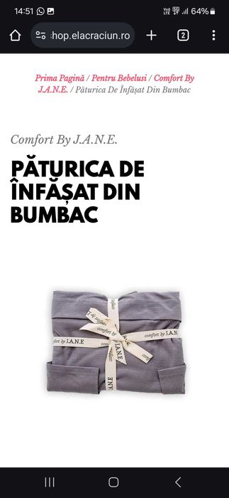 Paturica  de infasat din bumbc organic