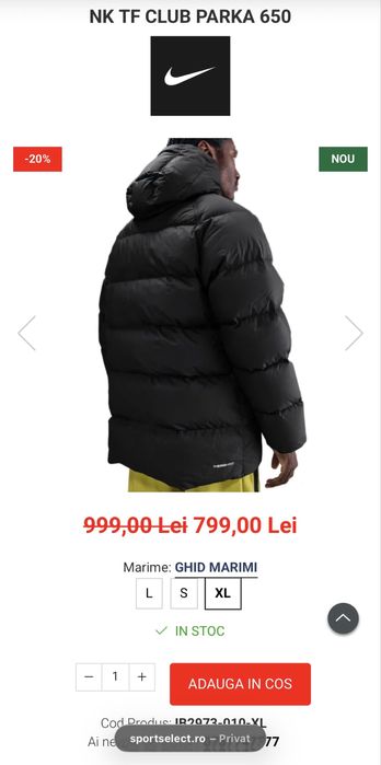 Geaca Parka Nike originala noua puf si pene