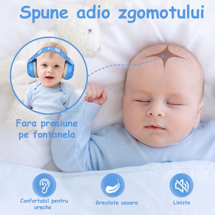 Casti antifonice copii 3-36 luni, protectie auditiva, Alb Ursulet