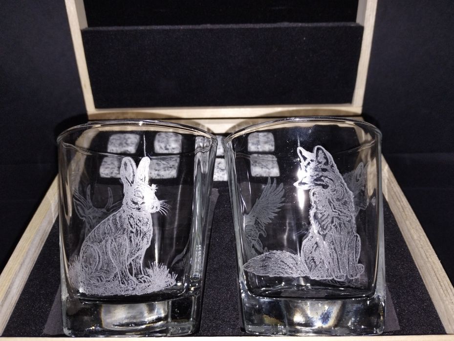 Комплект за уиски, ръчно гравирани чаши подходящ подарък за мъж