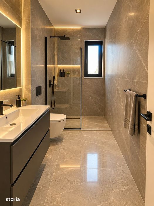 Casa individuală, 4 camere, 2 grupuri sanitare, camera tehnică, terasa