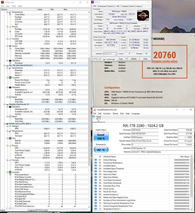 PC Gaming Ryzen 7 5800X RTX 3060Ti 8GB 16GB DDR4 3200 SSD 1TB sursa 660w platinum