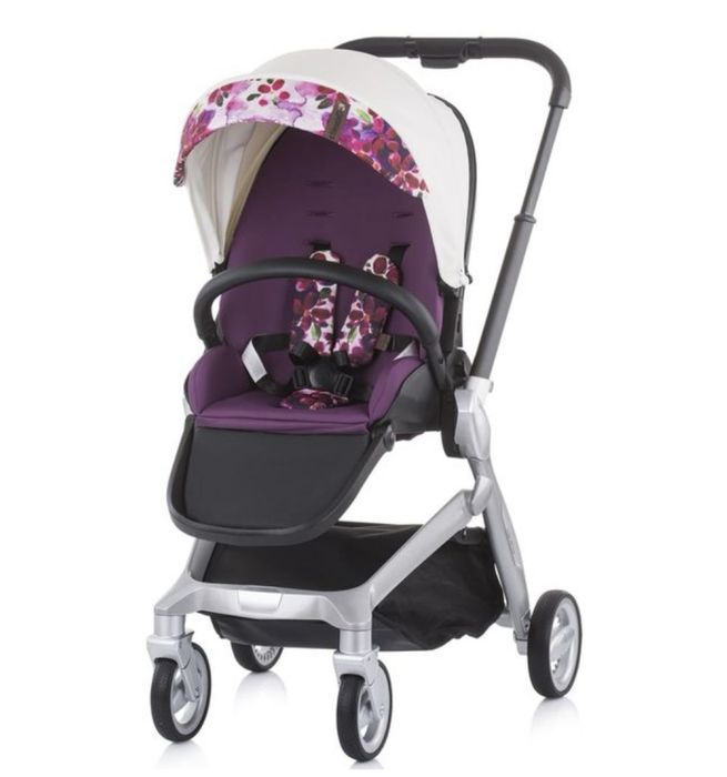 Комбинирана бебешка количка 3 в 1 Chipolino - Emotion, бяла с цветя