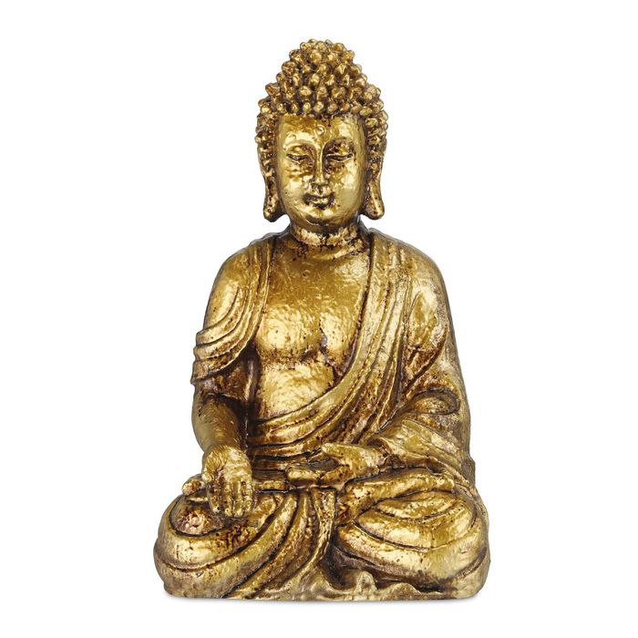 Statueta Budha Figurina Decorativa Spirituala Polirasina Auriu 30x18cm