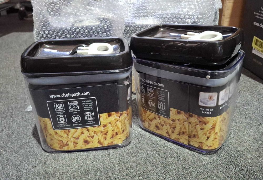 Set 6 recipiente etanse Chef's Path, 1.5L, din plastic, transparente