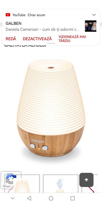 Difuzor aromaterapie cu ultrasunete BEURER LA40, 180ml, 12W, bej-maro