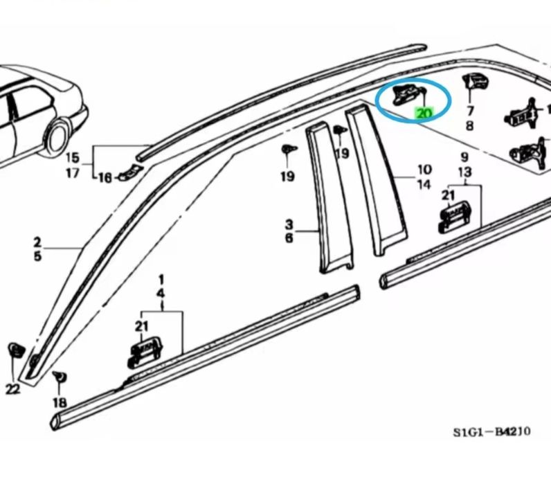 N498/В 6бр Щипки за лайсни на таван 915-S01-A01 Хонда Сивик