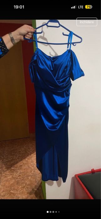 Rochie satin albastra