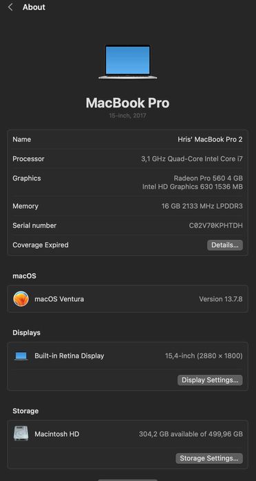 Custom MacBook Pro 15 Mid 2017 Touchbar Silver