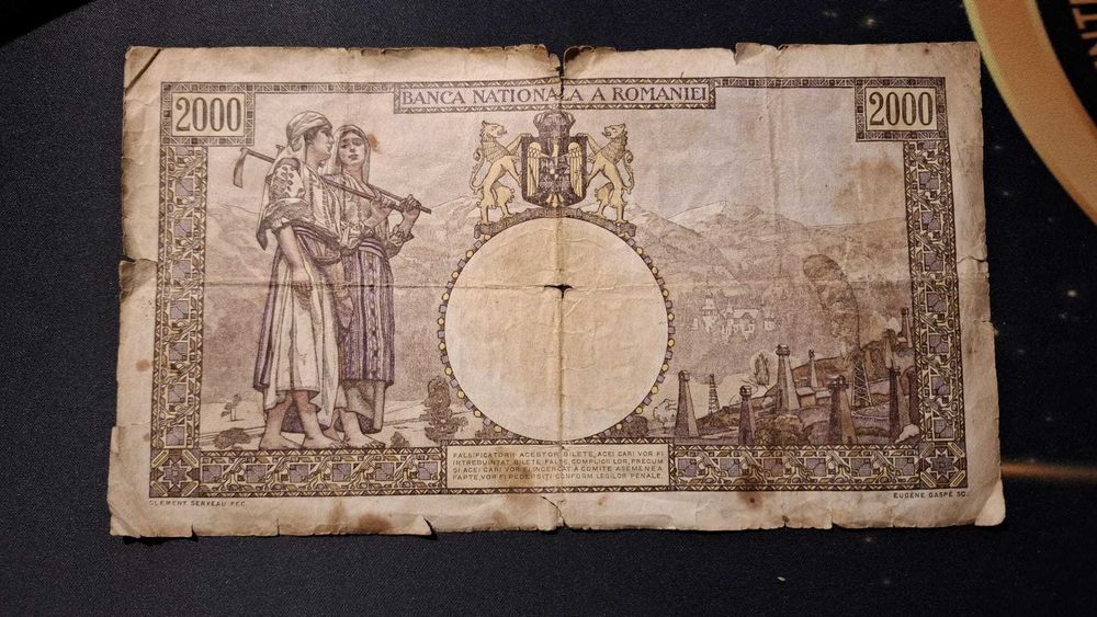 Bancnota istorica de 2000 de lei, din perioada Regelui Mihai I, 1941