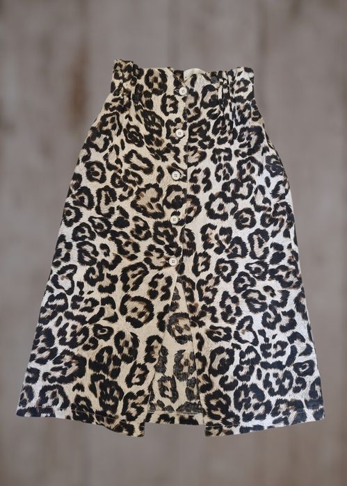 Fusta midi din in talie inalta animal print BSB