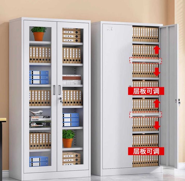 Металлический офисный шкаф/Стальной шкаф с замком и стеклом