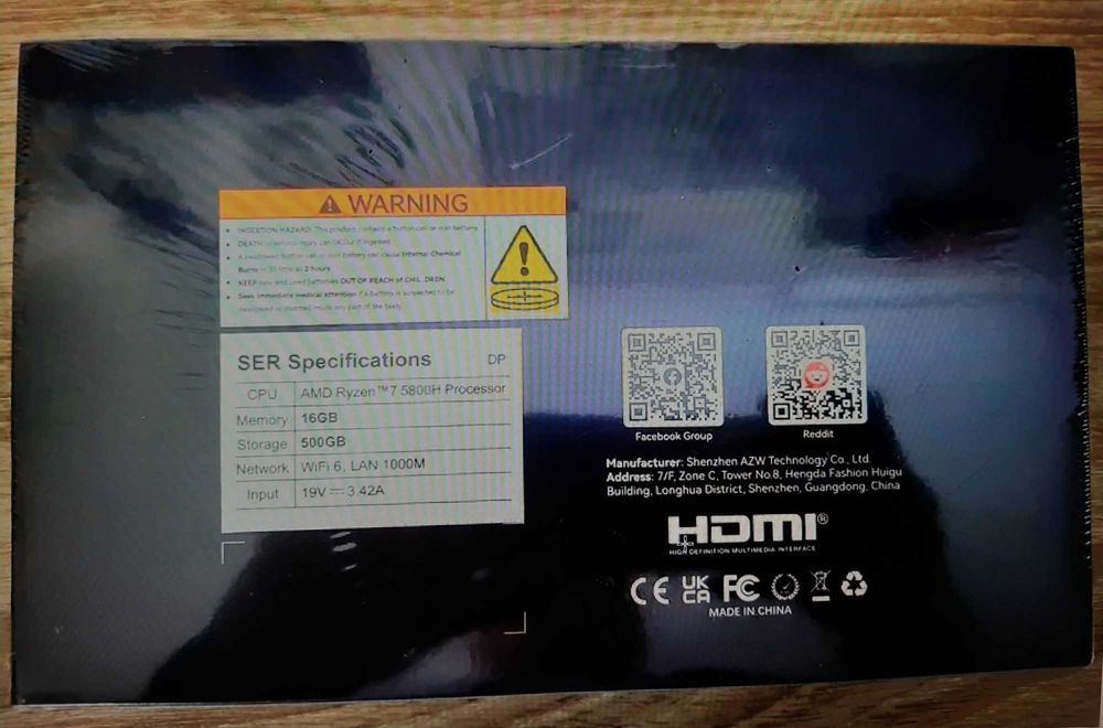 Mini PC Beelink SER 5 PRO, 5800H/16 RAM DDR4/SSD 500 GB, nou, ZERO ore funcționare