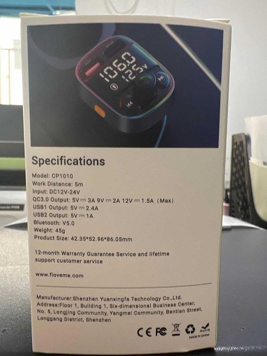 FLOVEME Bluetooth,FM трансмитер за авторадио,QC3.0 бързо зареждане