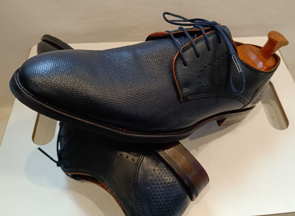Pantofi derby 42 42.5 plain toe Coxx Corba piele naturala moale navy