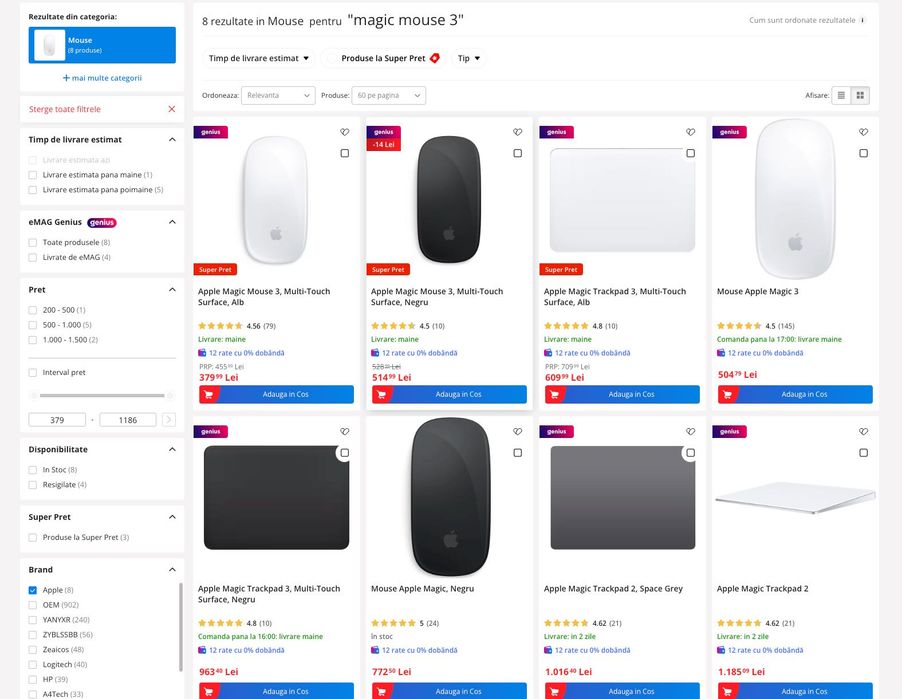 Apple Magic Mouse USB-C alb, ca nou, cutie + factură și garanție