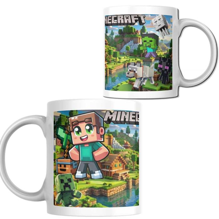 Чаша Minecraft , Майнкрафт геймърски чаши , чаши по поръчка , подарък чаша с цял печат лице и гръб