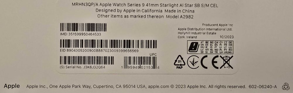 Apple Watch Series 9 – 41mm – Cellular – Starlight – Stare foarte bună