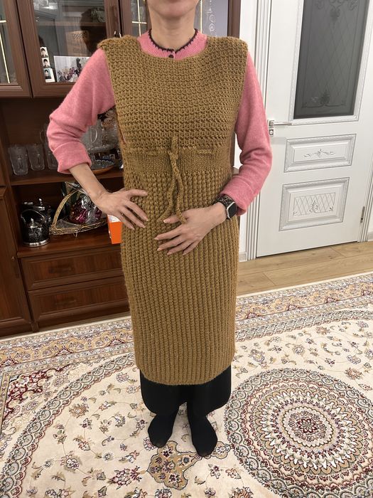 Безрукавка длинная ручная вязка