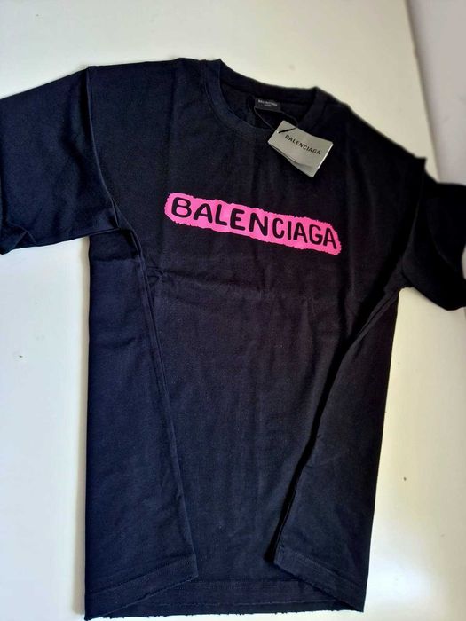 Tricou Balenciaga negru cu roz mărimea M
