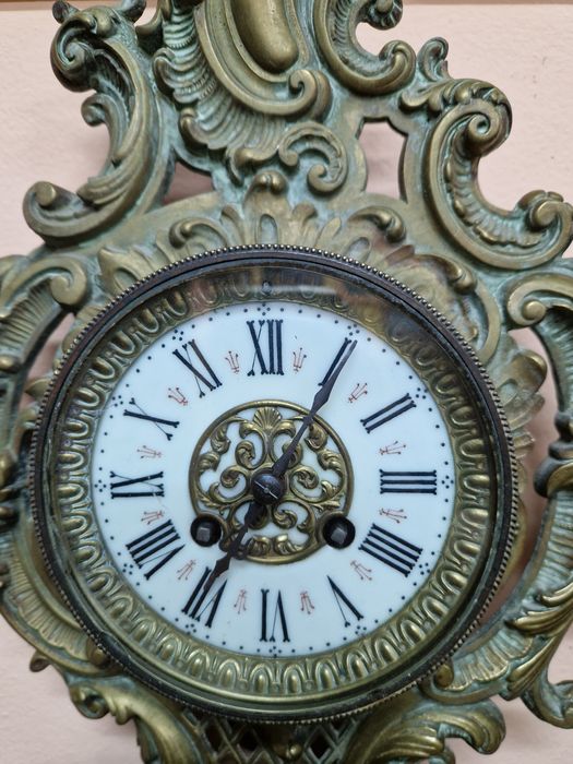 Рядък антикварен френски бронзов стенен часовник Japy Freres - 1870 г