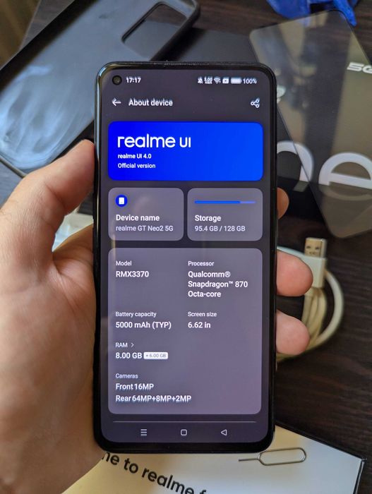 Realme GT Neo2 5G, 128GB/8GB, Full box, Liber de retea