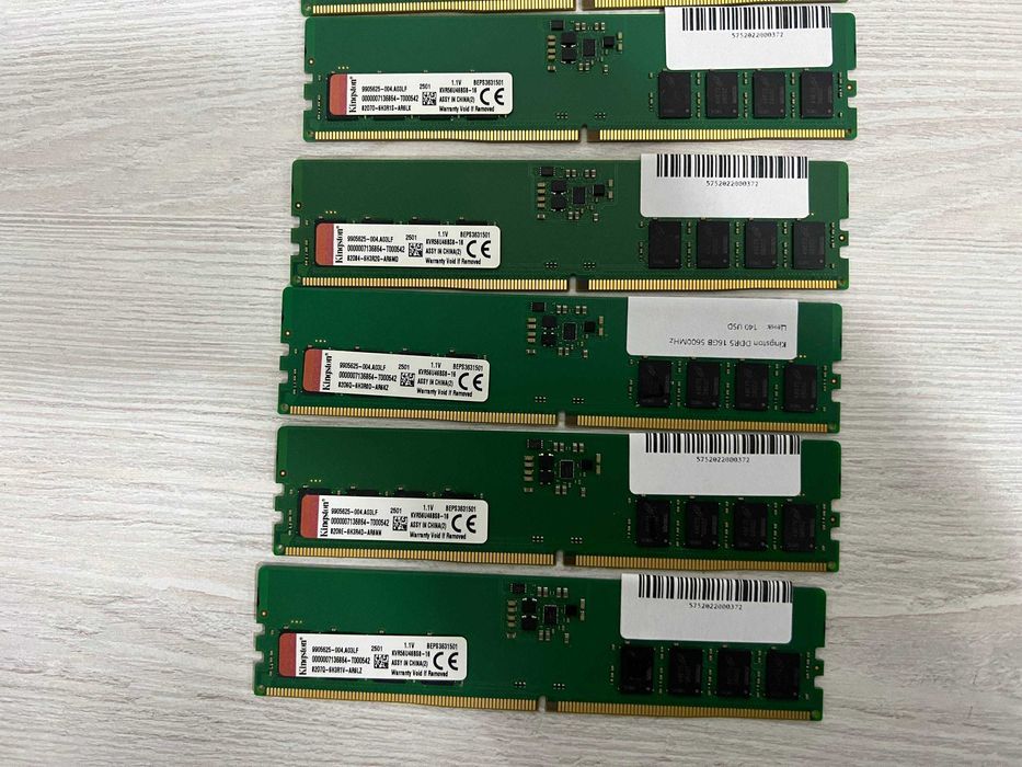 Оперативная память Kingston DDR5 16GB 5600MHz - В наличии 10 штук.